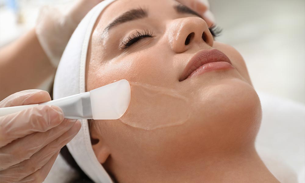 Professional facial and chemical peel skincare treatment